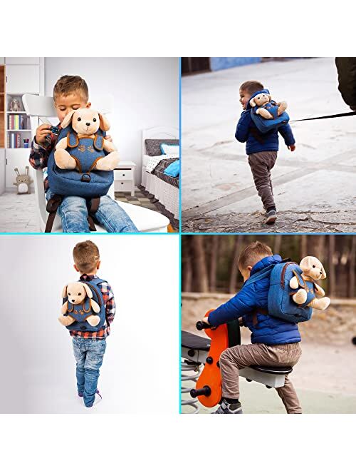 Bag&Carry Cute Dog Toy Toddler Backpack With Leash Kids Stuffed Animal Toy Backpack For Boy Girl Kids Backpacks For Boys And Girls 2 3 4 5 6 Years Old With Plush Toy (pup