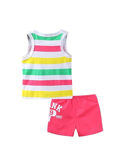 Mud Kingdom Little Boys Summer Outfits Cute Cartoon Printing Tank Top Sets