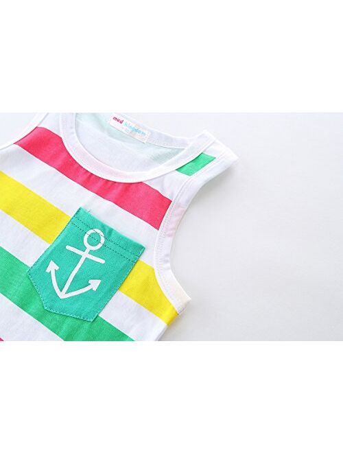 Mud Kingdom Little Boys Summer Outfits Cute Cartoon Printing Tank Top Sets