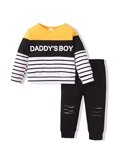 Renotemy 1-4T Toddler Baby Boys Clothes Winter Fall Outfits Kids Cotton Little Boy Clothes Long Sleeve Sweatshirt Pants Outfits Sets