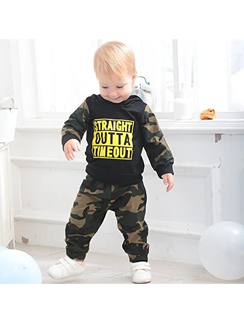 Renotemy 1-4T Toddler Baby Boys Clothes Winter Fall Outfits Kids Cotton Little Boy Clothes Long Sleeve Sweatshirt Pants Outfits Sets