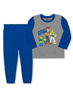 Pixar Boys 2 Piece Toy Story Long Sleeve Shirt and Jogger Pant Set, Blue/Light Blue