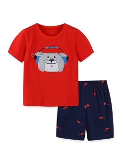 Funnymore Toddler Boy Cotton Summer Short Sleeve T-Shirt and Short Set