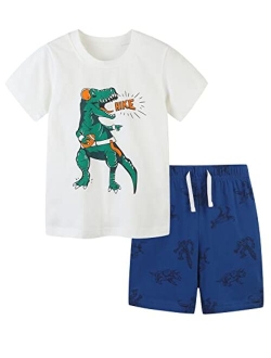 Funnymore Toddler Boy Cotton Summer Short Sleeve T-Shirt and Short Set