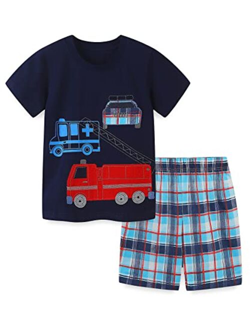 Funnymore Toddler Boy Cotton Summer Short Sleeve T-Shirt and Short Set