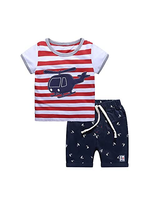 Nwada Toddler Boys Clothes Baby Summer Outfits Short Sleeve T-Shirt and Shorts 2-Piece Kids Boys Playwear Sets