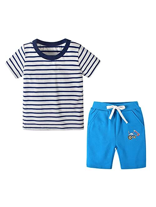 Nwada Toddler Boys Clothes Baby Summer Outfits Short Sleeve T-Shirt and Shorts 2-Piece Kids Boys Playwear Sets