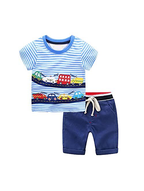 Nwada Toddler Boys Clothes Baby Summer Outfits Short Sleeve T-Shirt and Shorts 2-Piece Kids Boys Playwear Sets