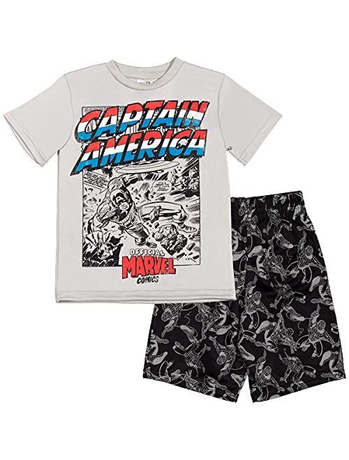 Marvel Avengers Spider-Man Captain America Boys Short Sleeve T-Shirt & Shorts Set