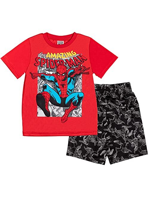 Marvel Avengers Spider-Man Captain America Boys Short Sleeve T-Shirt & Shorts Set