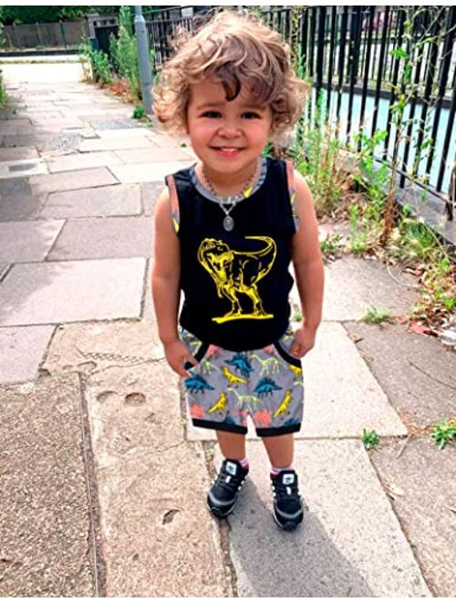 Migu Toddler Boy Clothes Summer Outfits, Baby Boy Clothes Sets with Short Sleeve + Short Pants 2Pcs Set