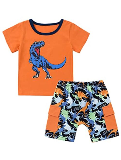 Migu Toddler Boy Clothes Summer Outfits, Baby Boy Clothes Sets with Short Sleeve + Short Pants 2Pcs Set