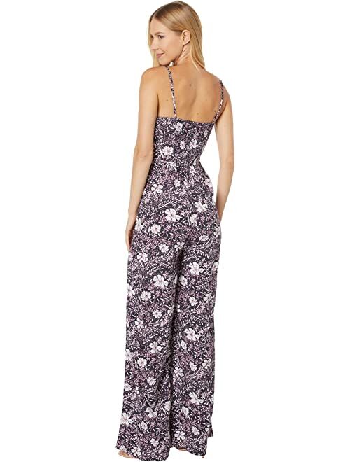 bobi Los Angeles Printed Crepe Smocked Back Jumpsuit