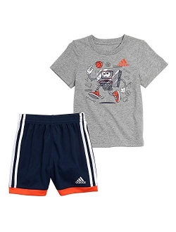 boys Short Sleeve Cotton Tee & Sports Shorts Clothing Set