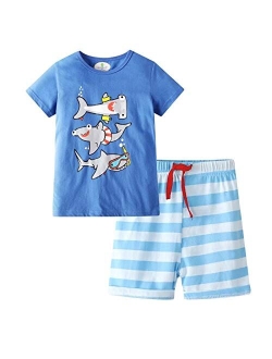 Hmbeixyp Toddler Boy Cotton Summer Clothing Set Short Sleeve T-Shirt and Shorts Outfit Set