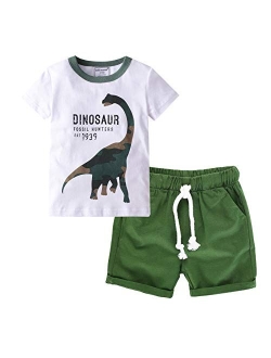 Hmbeixyp Toddler Boy Cotton Summer Clothing Set Short Sleeve T-Shirt and Shorts Outfit Set