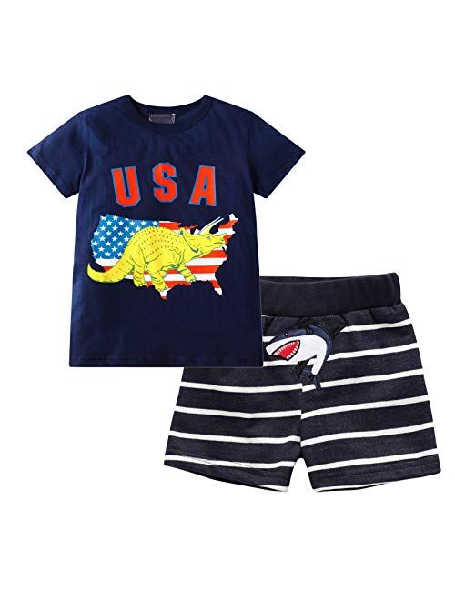 Hmbeixyp Toddler Boy Cotton Summer Clothing Set Short Sleeve T-Shirt and Shorts Outfit Set