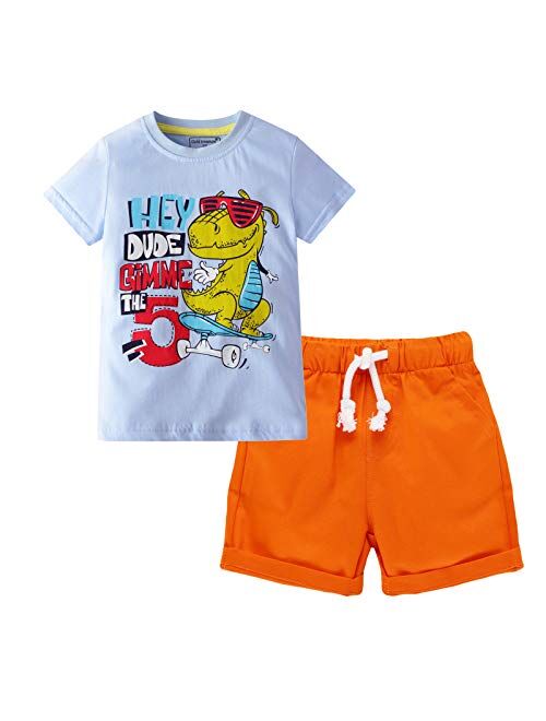 Hmbeixyp Toddler Boy Cotton Summer Clothing Set Short Sleeve T-Shirt and Shorts Outfit Set