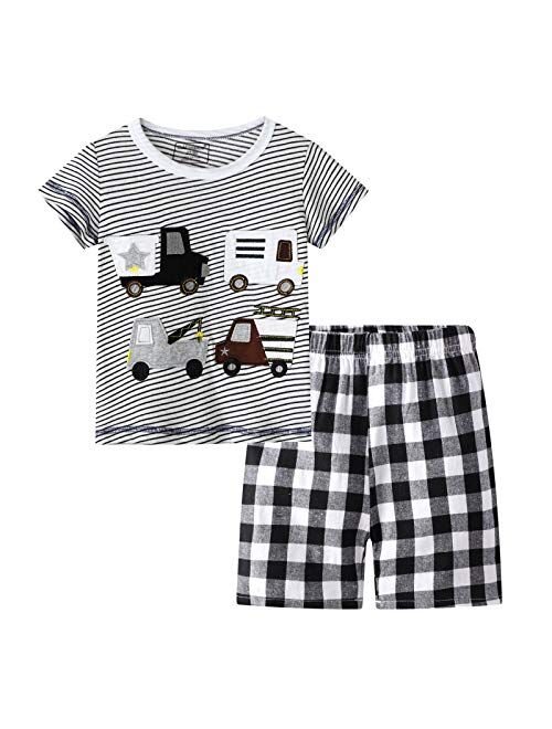 Hmbeixyp Toddler Boy Cotton Summer Clothing Set Short Sleeve T-Shirt and Shorts Outfit Set