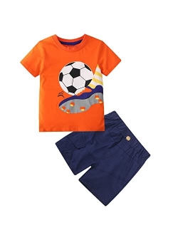 Deachala Toddler Boys Summer Clothes Kids Short Sleeve Outfits Size 2-7T