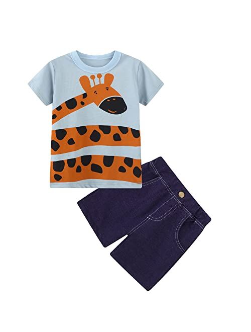 Deachala Toddler Boys Summer Clothes Kids Short Sleeve Outfits Size 2-7T