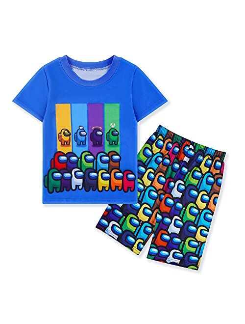 Tik Us Boys Long Sleeve Game Role Print Set Short Sleeve 2 Piece Sets