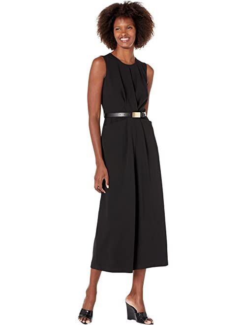 Calvin Klein Midi Scuba Crepe Jumpsuit with Belt