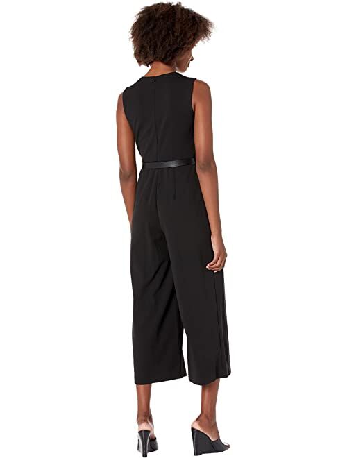 Calvin Klein Midi Scuba Crepe Jumpsuit with Belt