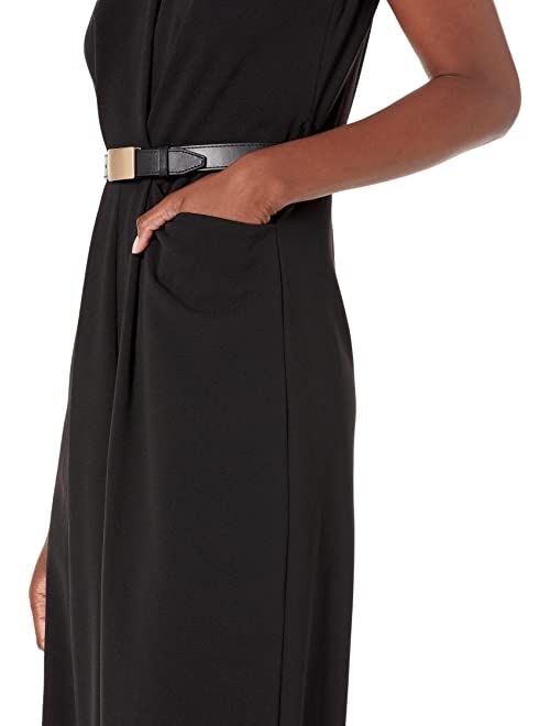 Calvin Klein Midi Scuba Crepe Jumpsuit with Belt