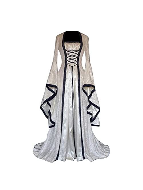 Generic Halloween Costume Hocus Pocus Gothic Dress for Women Plus Size Vintage Medieval Renaissance Costume Cosplay Irish Retro Gown