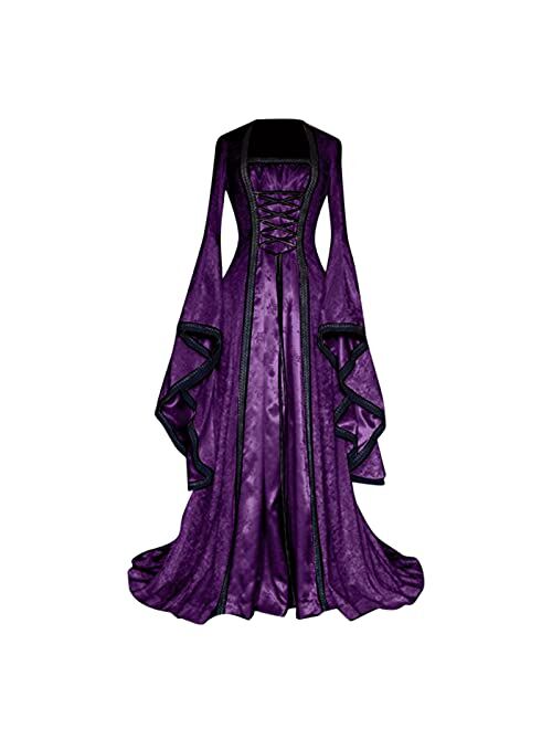 Generic Halloween Costume Hocus Pocus Gothic Dress for Women Plus Size Vintage Medieval Renaissance Costume Cosplay Irish Retro Gown