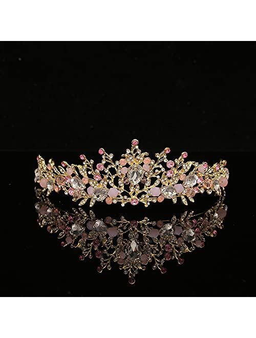 Rose Gold Tiaras and Crowns for Women Girls, Fineder Pink Wedding Tiaras for Women and Girls, Birthday Party Headbands Prom Pageant Tiara Headband with a Pink Gift BoX