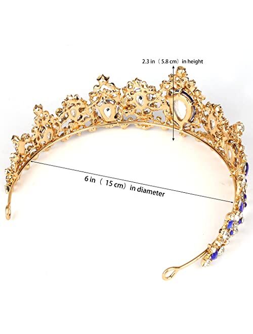 Didder Baroque Rhinestone Tiara, Crystal Tiaras for Women Gold Princess Crown