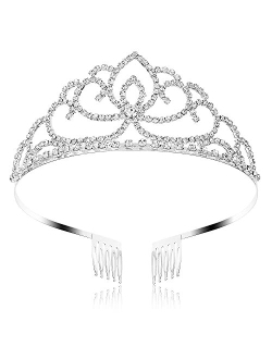 FASOTY Silver Crystal Tiara Crowns for Women Girls Princess Elegant Bridal Crown with Combs