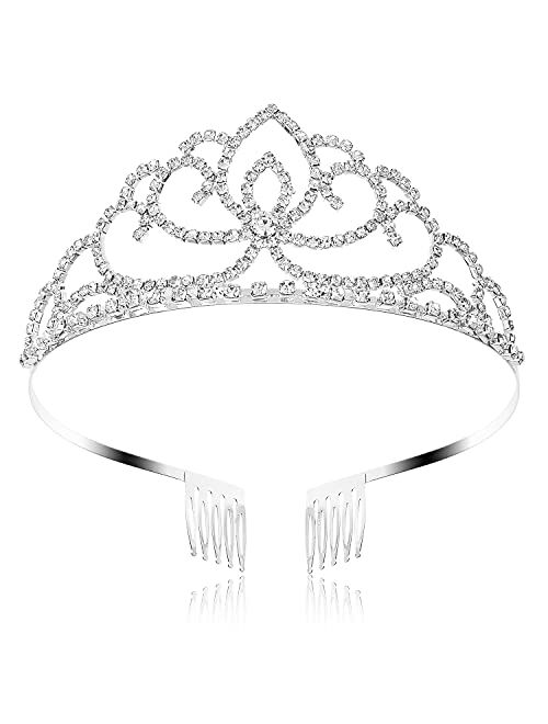 FASOTY Silver Crystal Tiara Crowns for Women Girls Princess Elegant Bridal Crown with Combs