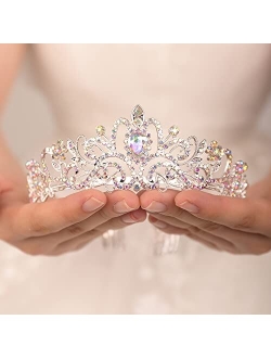 JWICOS Crystal Tiara Crown for Women and Girls Elegant Princess Crown with Combs Tiaras for Women Bridal Wedding Prom Birthday Hair Accessories for Brides and Bridesmaid