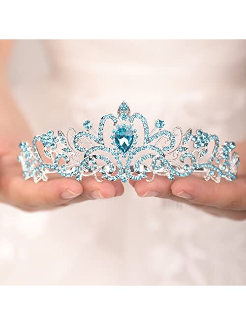 JWICOS Crystal Tiara Crown for Women and Girls Elegant Princess Crown with Combs Tiaras for Women Bridal Wedding Prom Birthday Hair Accessories for Brides and Bridesmaid