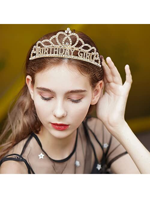 ATODEN Birthday Tiara Crown for Girls Women Princess Crowns with Combs Rhinestone Tiaras Jewelry Hair Styling Accessories