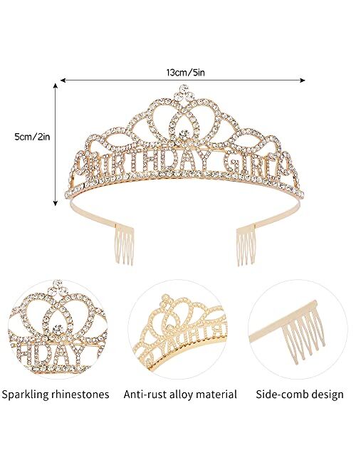 ATODEN Birthday Tiara Crown for Girls Women Princess Crowns with Combs Rhinestone Tiaras Jewelry Hair Styling Accessories