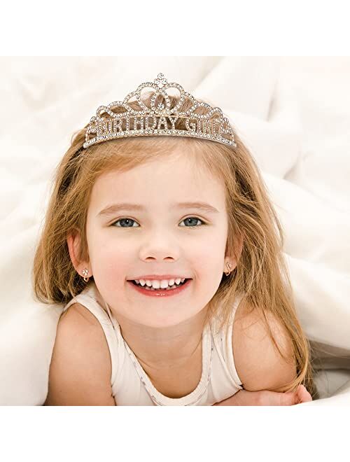 ATODEN Birthday Tiara Crown for Girls Women Princess Crowns with Combs Rhinestone Tiaras Jewelry Hair Styling Accessories