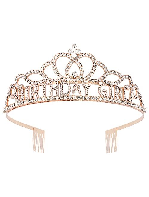 ATODEN Birthday Tiara Crown for Girls Women Princess Crowns with Combs Rhinestone Tiaras Jewelry Hair Styling Accessories