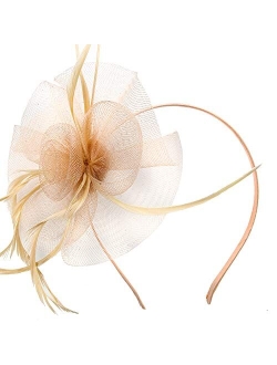 Acecharming Fascinators Hat Flower Sinamay Feather Headband Cocktail Tea Party Headwear Kentucky Hat Girls and Women