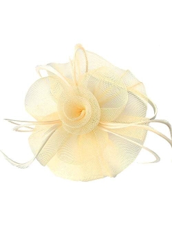 Acecharming Fascinators Hat Flower Sinamay Feather Headband Cocktail Tea Party Headwear Kentucky Hat Girls and Women