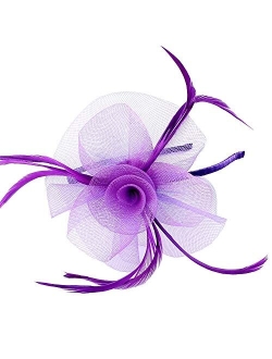 Acecharming Fascinators Hat Flower Sinamay Feather Headband Cocktail Tea Party Headwear Kentucky Hat Girls and Women