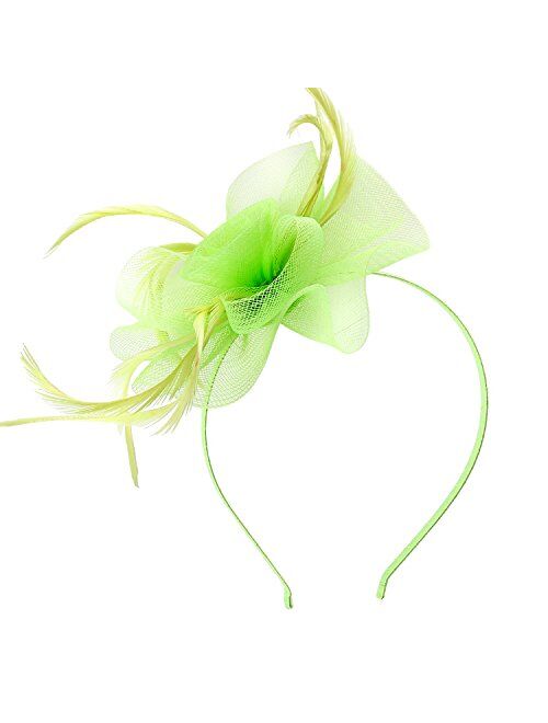 Acecharming Fascinators Hat Flower Sinamay Feather Headband Cocktail Tea Party Headwear Kentucky Hat Girls and Women