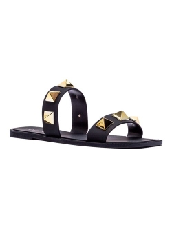 Gilson-02 Women's 2-Band Studded Slide Sandals