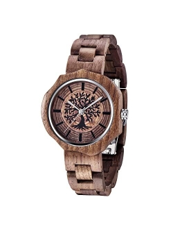 Dentily Wooden Watches for Men Handmade Colorful Bamboo Wood Watch Analog Quartz Men's Wooden Watch