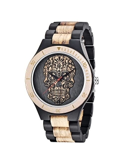 Dentily Wooden Watches for Men Handmade Colorful Bamboo Wood Watch Analog Quartz Men's Wooden Watch