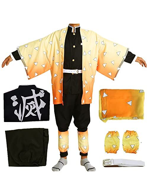 Kamspom Anime Women's Kamado Cosplay Costume Suit Full Set Kimono