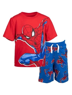 Avengers Spider-Man French Terry Graphic T-Shirt & Shorts Set Toddler to Big Kid